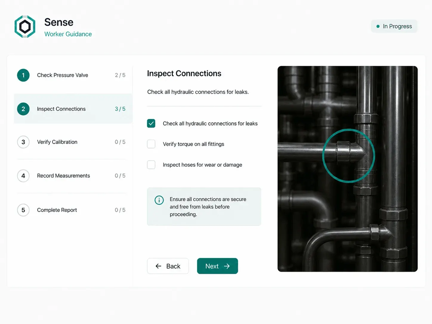 Dropslab Sense worker guidance on a tablet